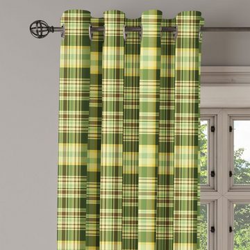Gardine Dekorative 2-Panel-Fenstervorhänge für Schlafzimmer Wohnzimmer, Abakuhaus, olivgrün Scottish Quilt