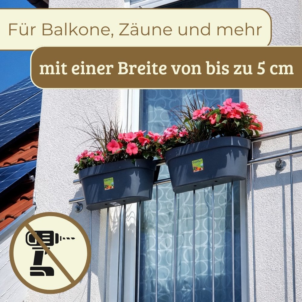 GarPet Balkonkasten 2er Set Geländerkasten Balkon mit Wasserspeicher Blumentopf Zaun Topf – Bild 4 von 5