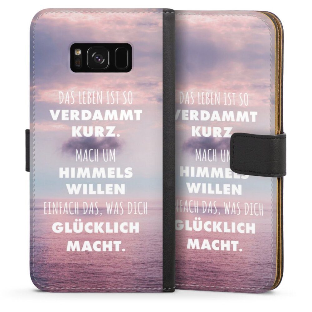 DeinDesign Handyhülle Glück Spruch Statement Das Leben Ist So Verdammt  Kurz, Samsung Galaxy S8 Plus Hülle Handy Flip Case Wallet Cover