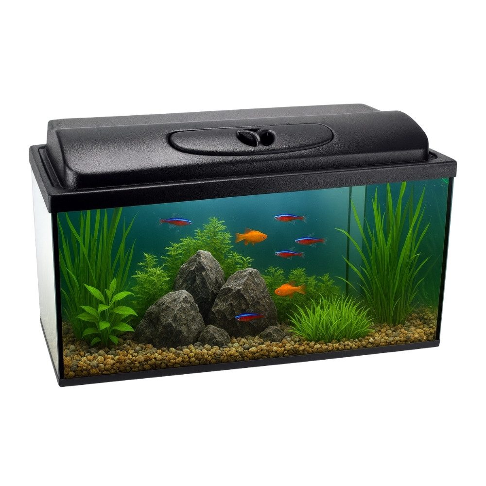GarPet Aquarium Aquarium 50x30x30 45 L Starterset Becken mit Abdeckung LED Beleuchtung