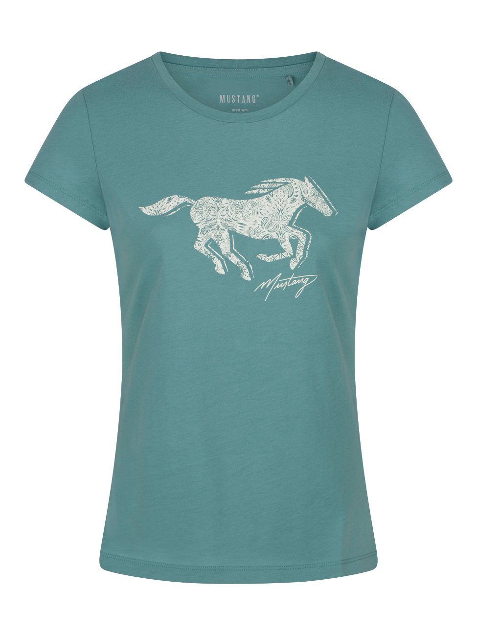 MUSTANG T-Shirt Damen Logo Printshirt Alexia C Logo Slim Fit (4-tlg) Basic günstig online kaufen