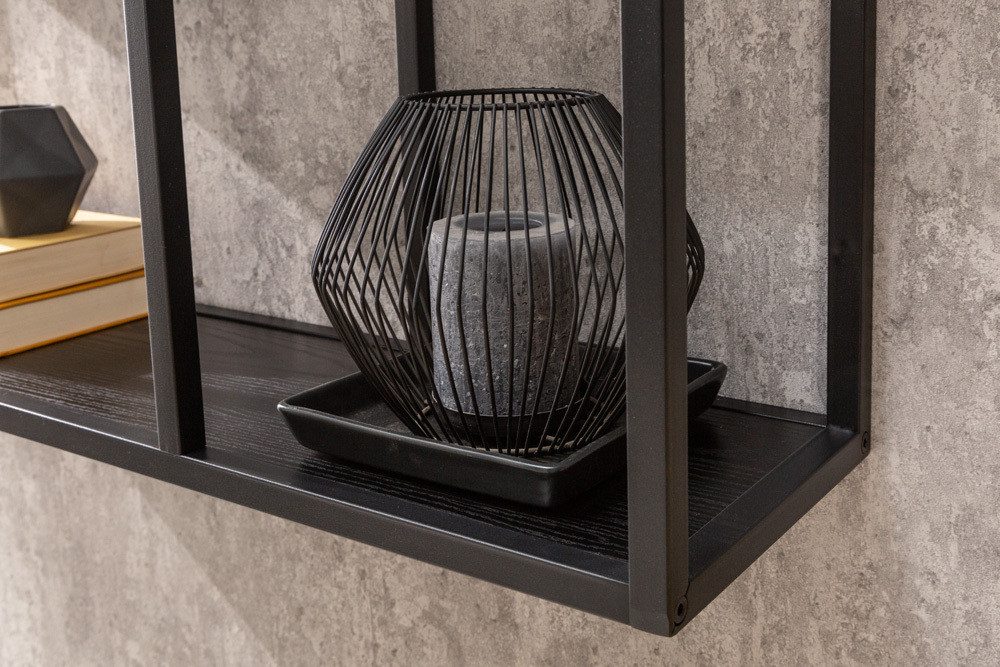 riess-ambiente Wandregal SLIM LINE 95cm schwarz, Einzelartikel 1-tlg., Wohnzimmer · Esche-Design · Metall · eckig · 5 Fächer · Industrial