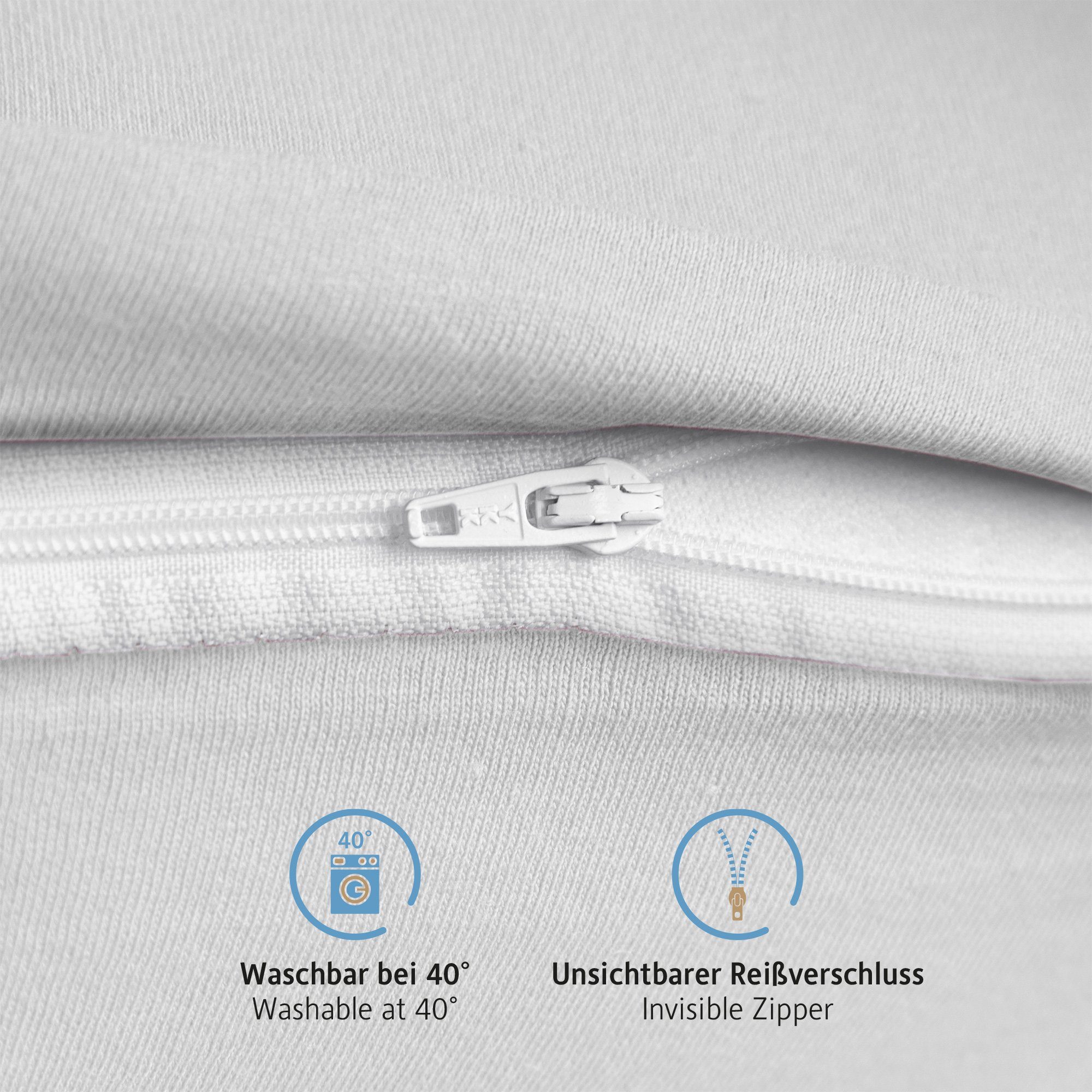 Komfortec Kissenbezug 100% Baumwolle, 150 g/m², (2 Stück), 40 x 40 cm, Kissenhülle, Superweicher Premium Jersey Kopfkissenbezug – Bild 5 von 5