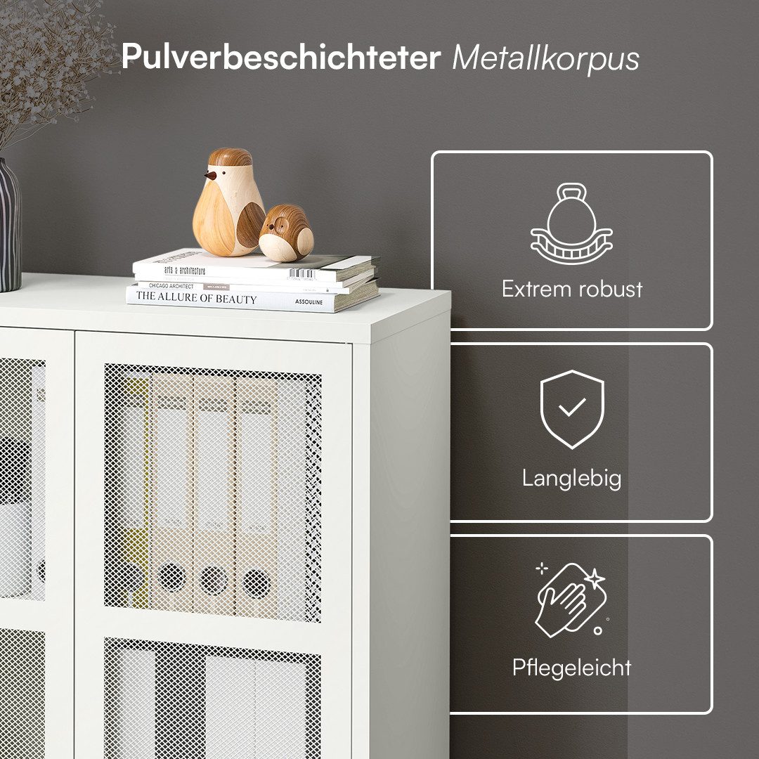 skølm Kommode Zephyr mit Push-to-open-Türen (Weiß, mit Füßen), Metallschrank mit höhenverstellbarem Eingeleboden, Sideboard – Bild 4 von 5