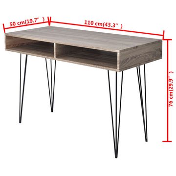 furnicato Schreibtisch mit 2 Fächern Grau
