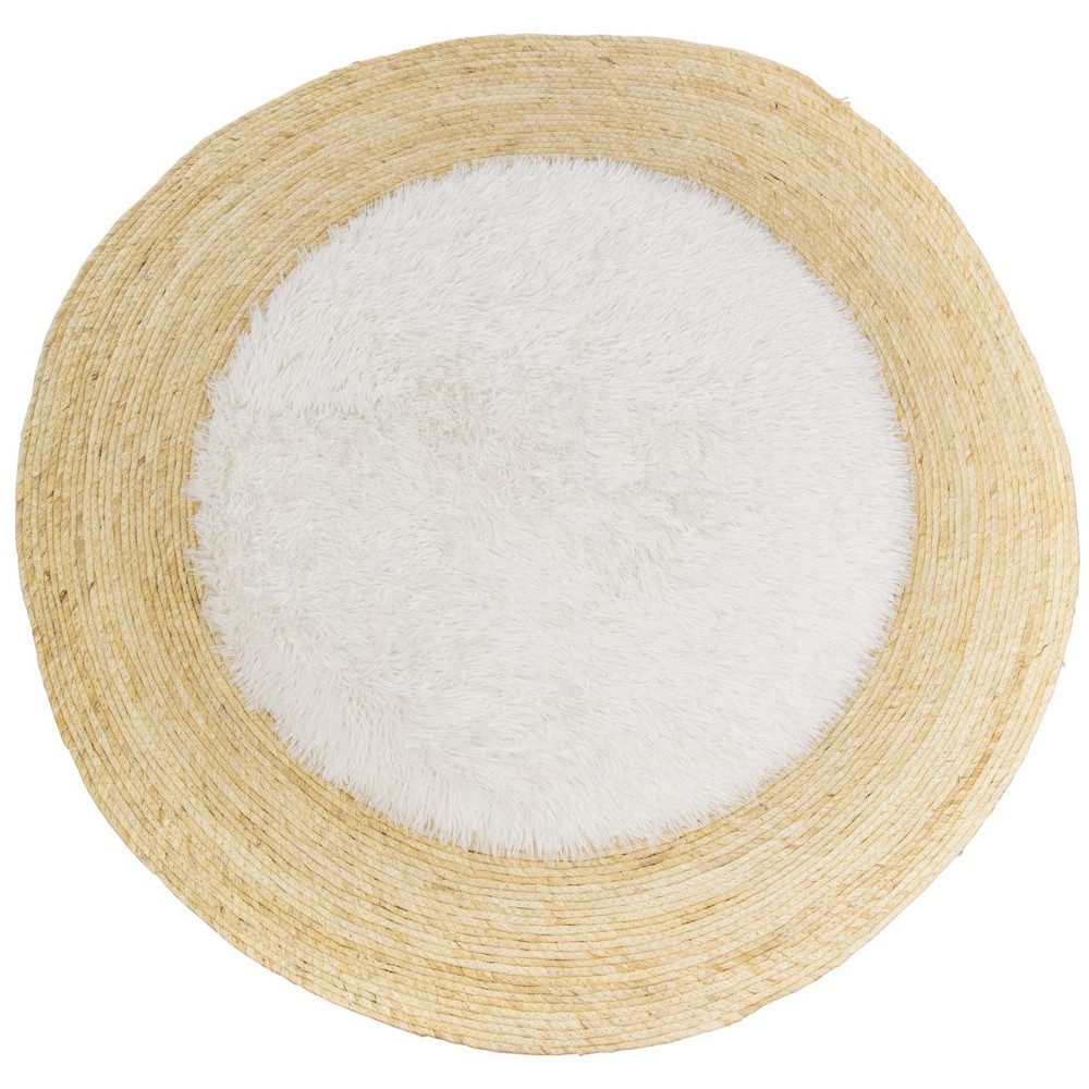 MICA Handwärmer Teppich rund mit Fell - ca. 120 cm