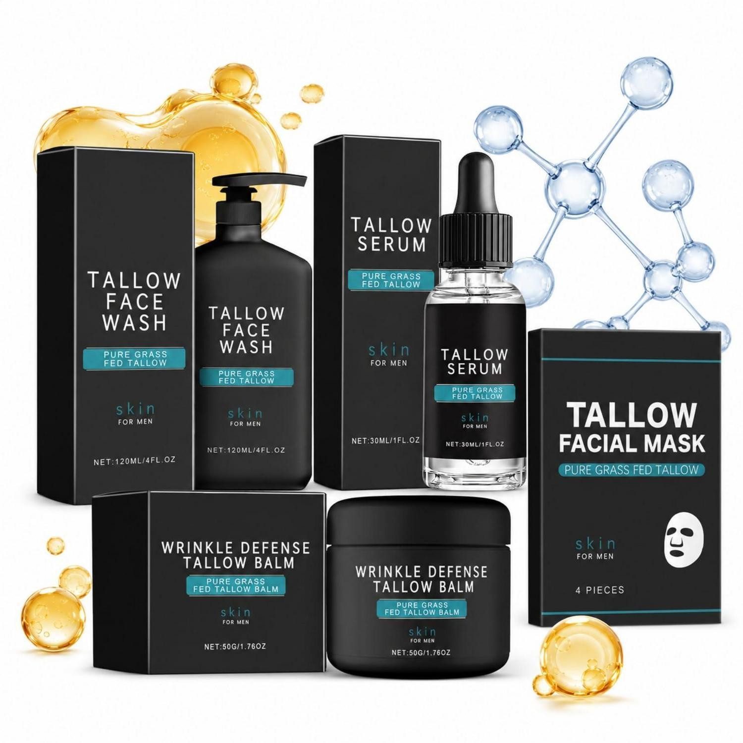 LuxusKollektion Pflege-Geschenkset Herren Gesichtspflege Set 4-teilig Tallow