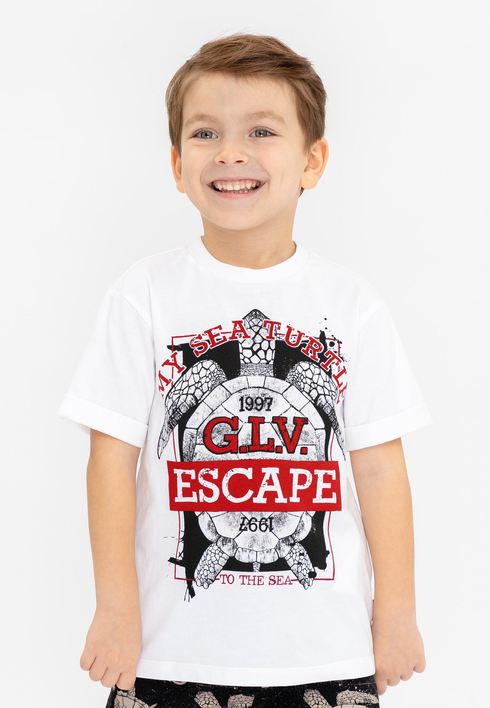 Tragekomfort angenehmen einen Gulliver T-Shirt Rundhalsausschnitt coolem bietet mit Animal-Print,