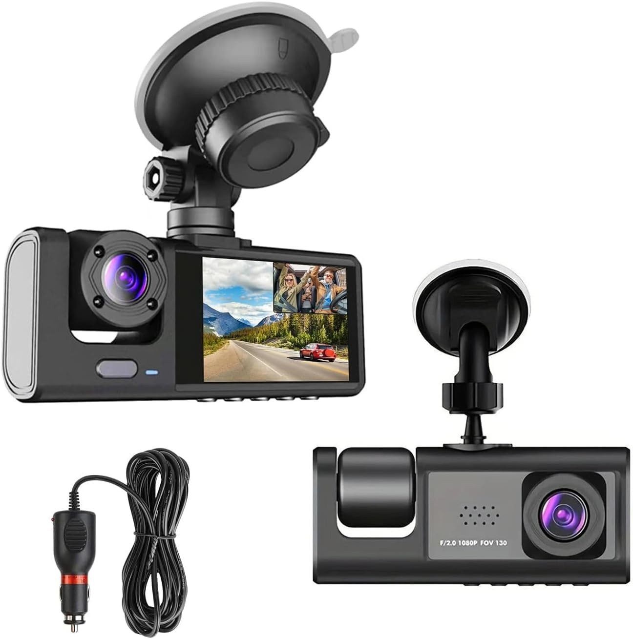 Tekoo Dual Dashcam Auto 1080P Full HD Fron Dashcam (Full HD (1080p), 0x opt. Zoom, 2-Kamera-System, 170° Weitwinkel, Parküberwachung, G-Sensor)