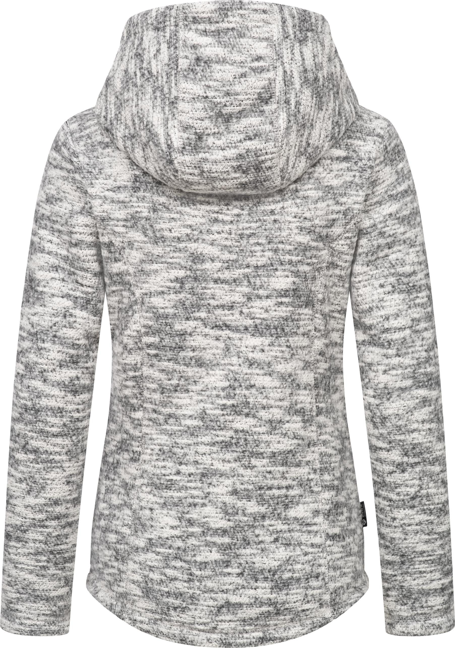 Ragwear Kapuzenstrickjacke Lyshka Melange Kuschelige Kapuzenjacke in Strick-Optik