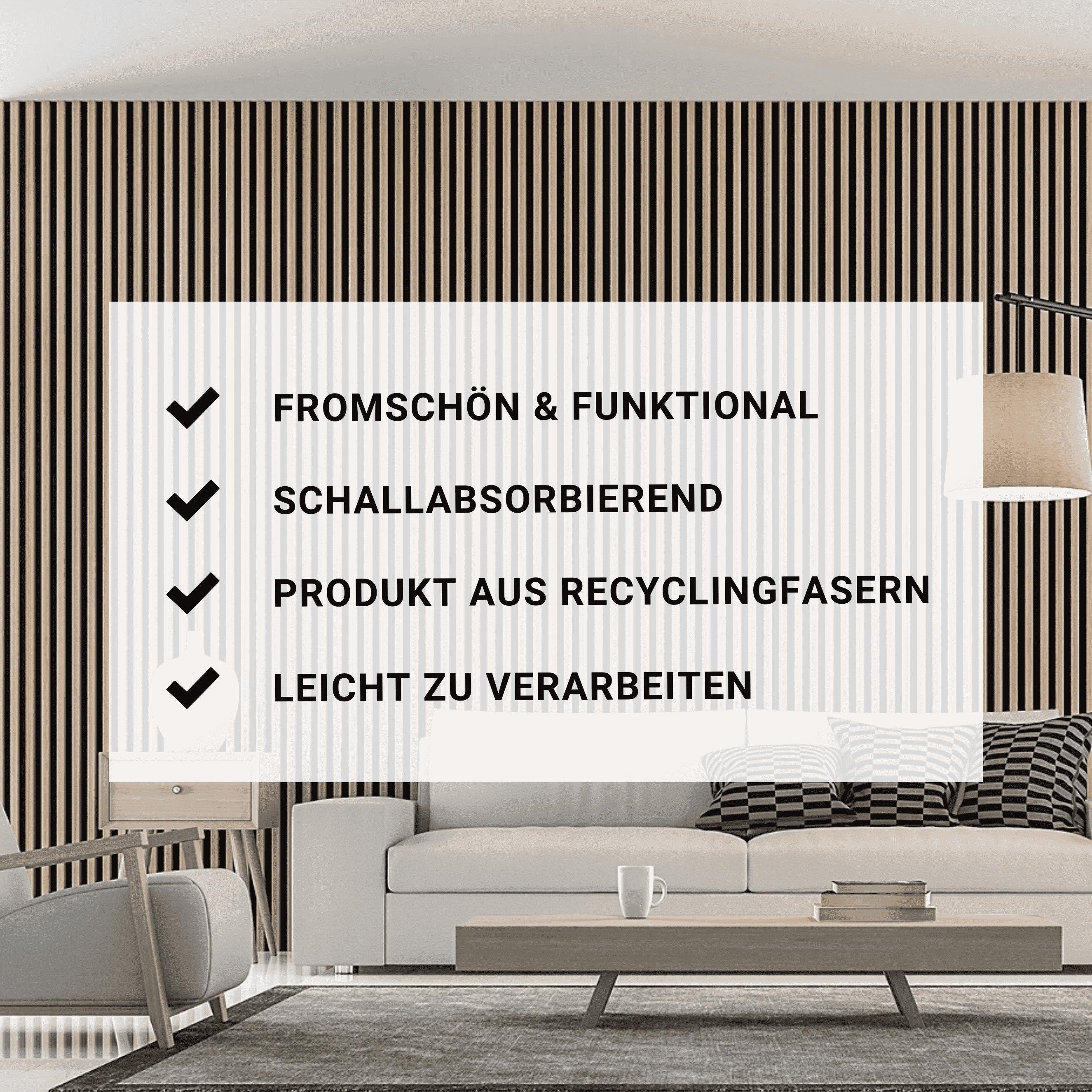 PROVISTON 3D Wandpaneel MDF, 572.5 x 2400 mm, Beton, Akustik 3D Wandpaneele, Schallhemmend