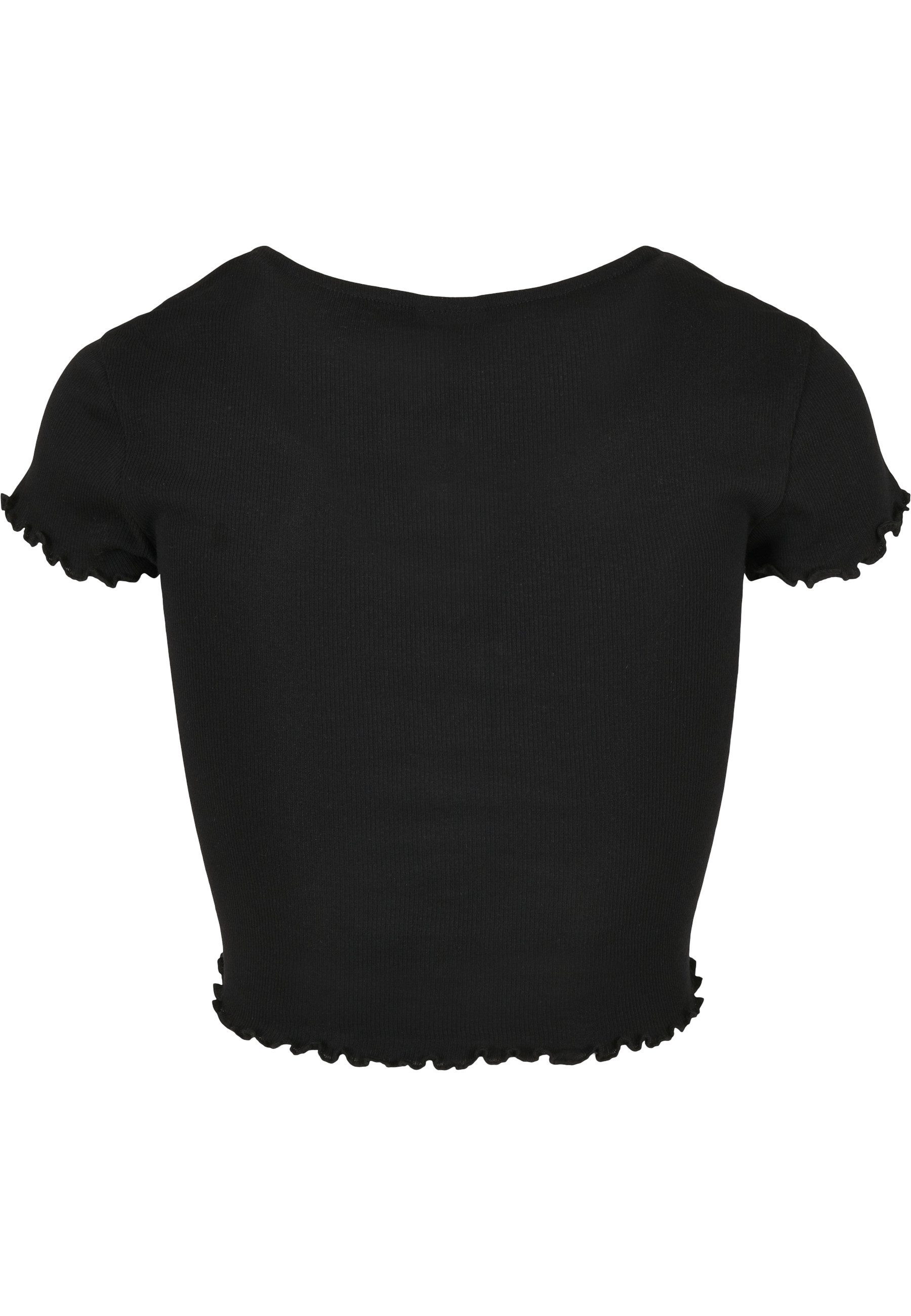 URBAN CLASSICS Kurzarmshirt Urban Classics Damen Ladies Cropped Button Up Rib Tee (1-tlg)