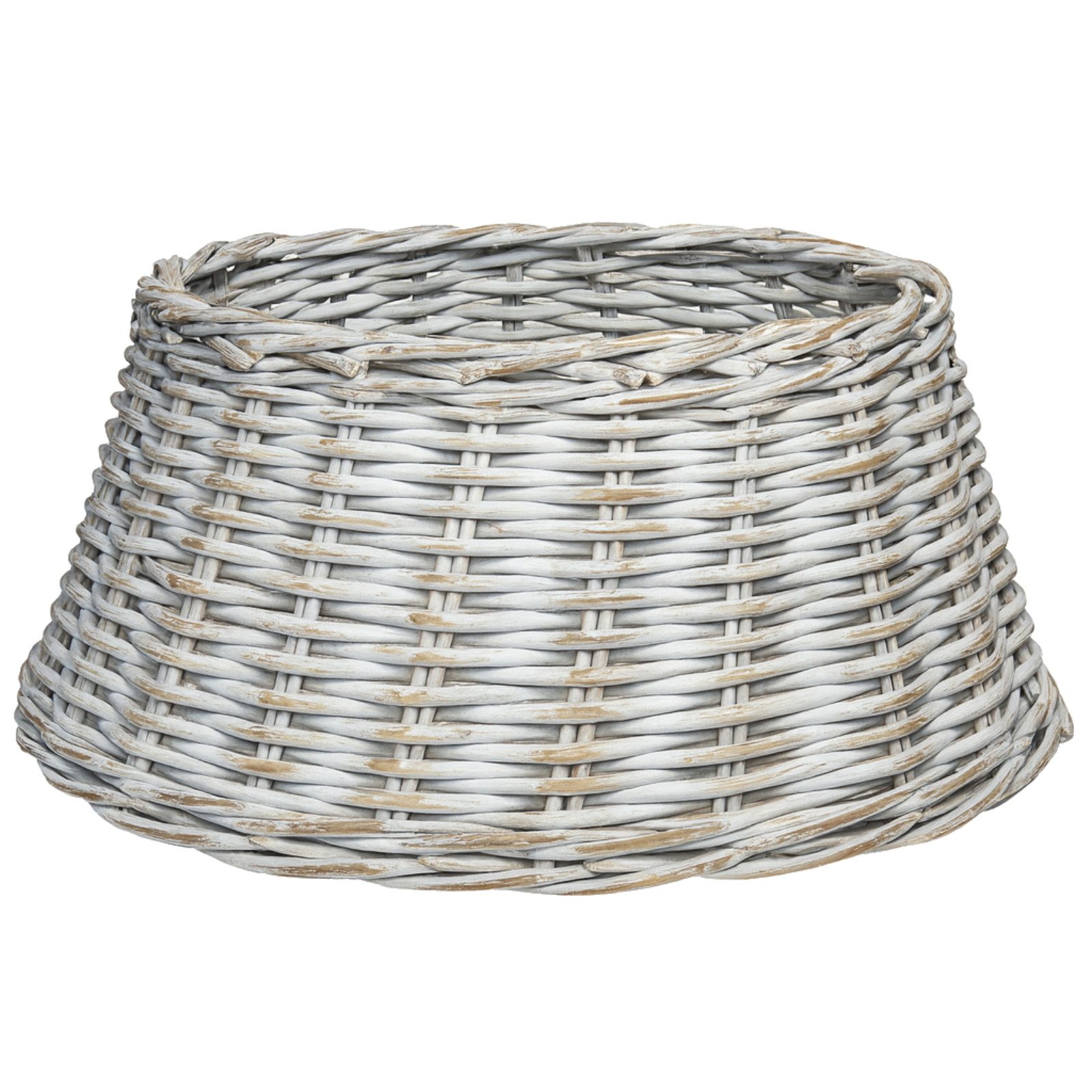 Van der Leeden Weihnachtsbaumdecke Baumrock Fuß Umrandung Ø 60 cm Weiß Rattan Weide Rustikal (1-tlg), Abdeckung Weihnachtsbaum Ständer, Höhe 26cm, Handmade