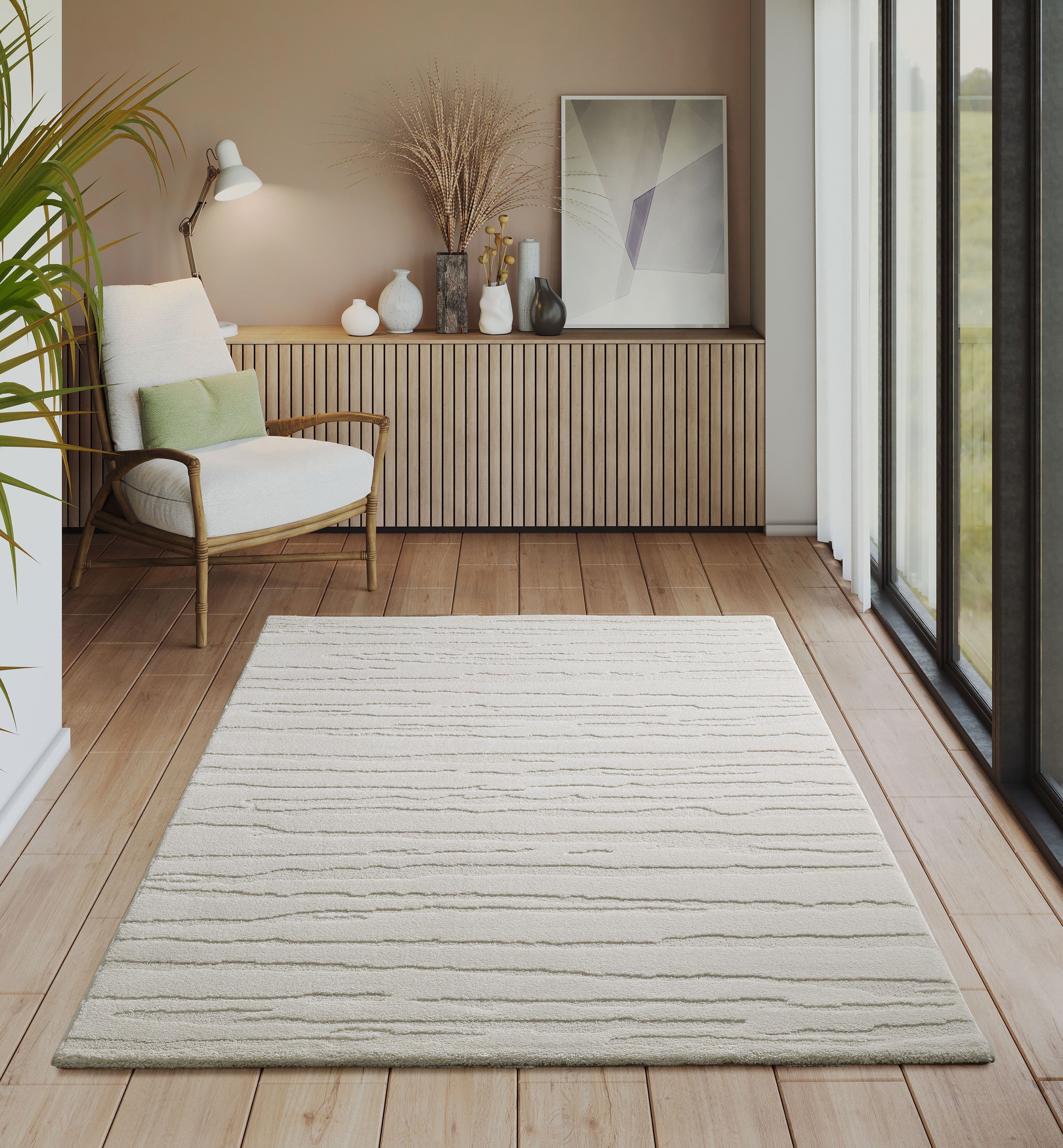 Hoch-Tief-Effekt, Design mit hohe Höhe: Effekt, angenehm Kurzflor und weich, - Teppich carpet, mm, moderner 14 Flordichte the Everest exklusives 3D