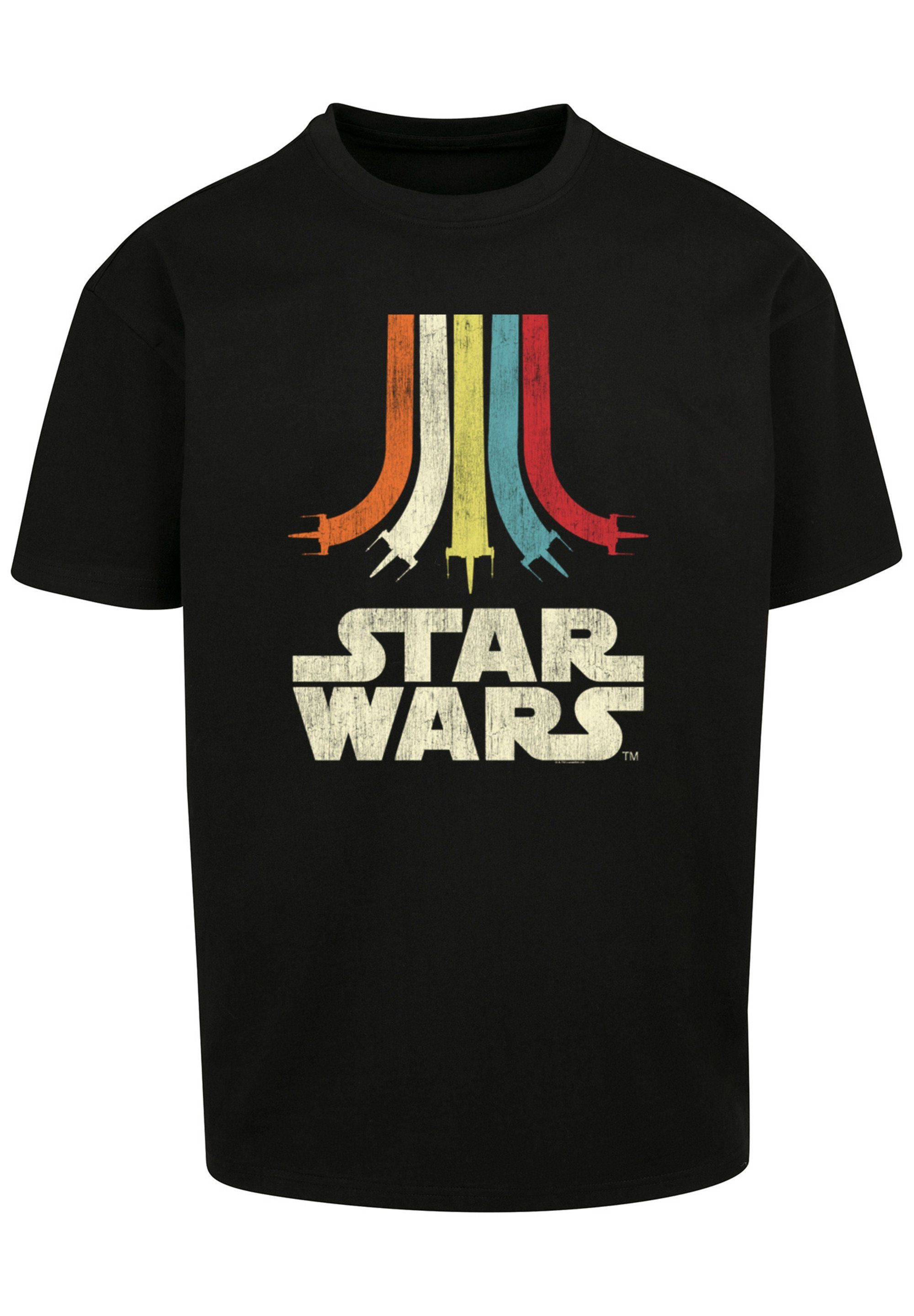 F4NT4STIC Kurzarmshirt Herren Star Wars Retro Rainbow -BLK with Heavy Oversize Tee (1-tlg) black