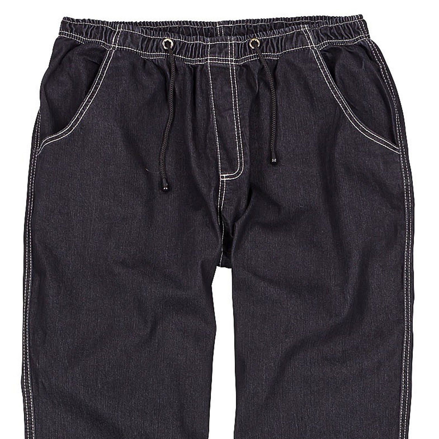 Bund 12XL, Jeans Übergrößen ABRAXAS elastischem schwarz bis mit Schlupfjeans in Jogging-