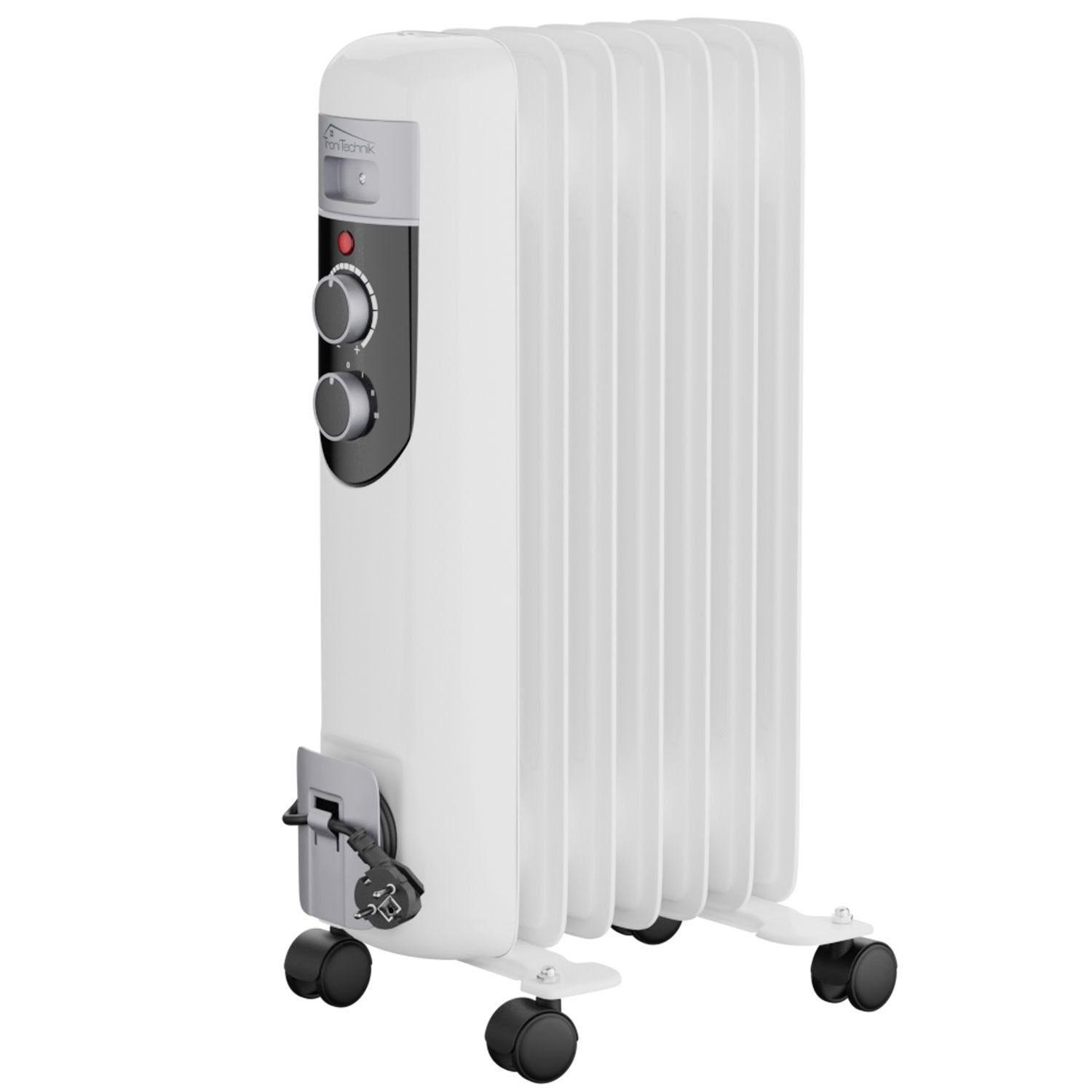 TroniTechnik Heizgerät Ölradiator Mobile Elektroheizung 7 Rippen, 1500Watt, 1500 W, energiesparend, Elektroheizung, 1500 Watt