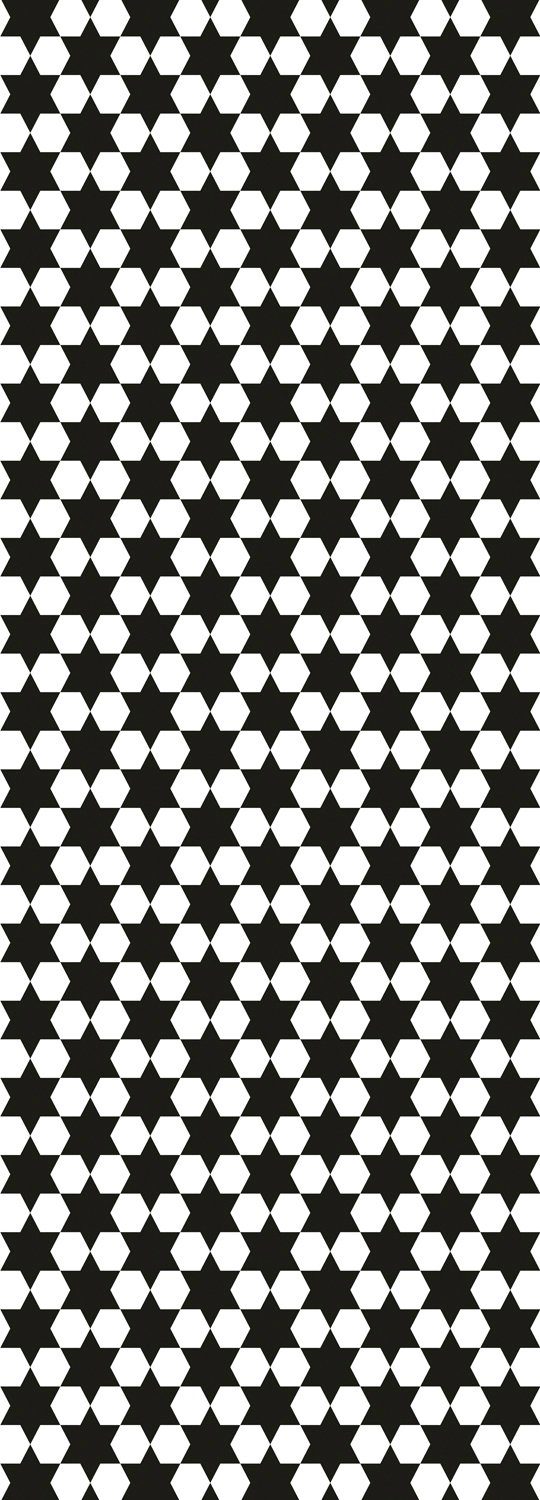 queence Vinyltapete Stars, glatt, Schwarz-Weiß, bedruckt, geometrisch, minimalistisch, 90x250cm, selbstklebend, kinderleichte Anbringung, Sticker