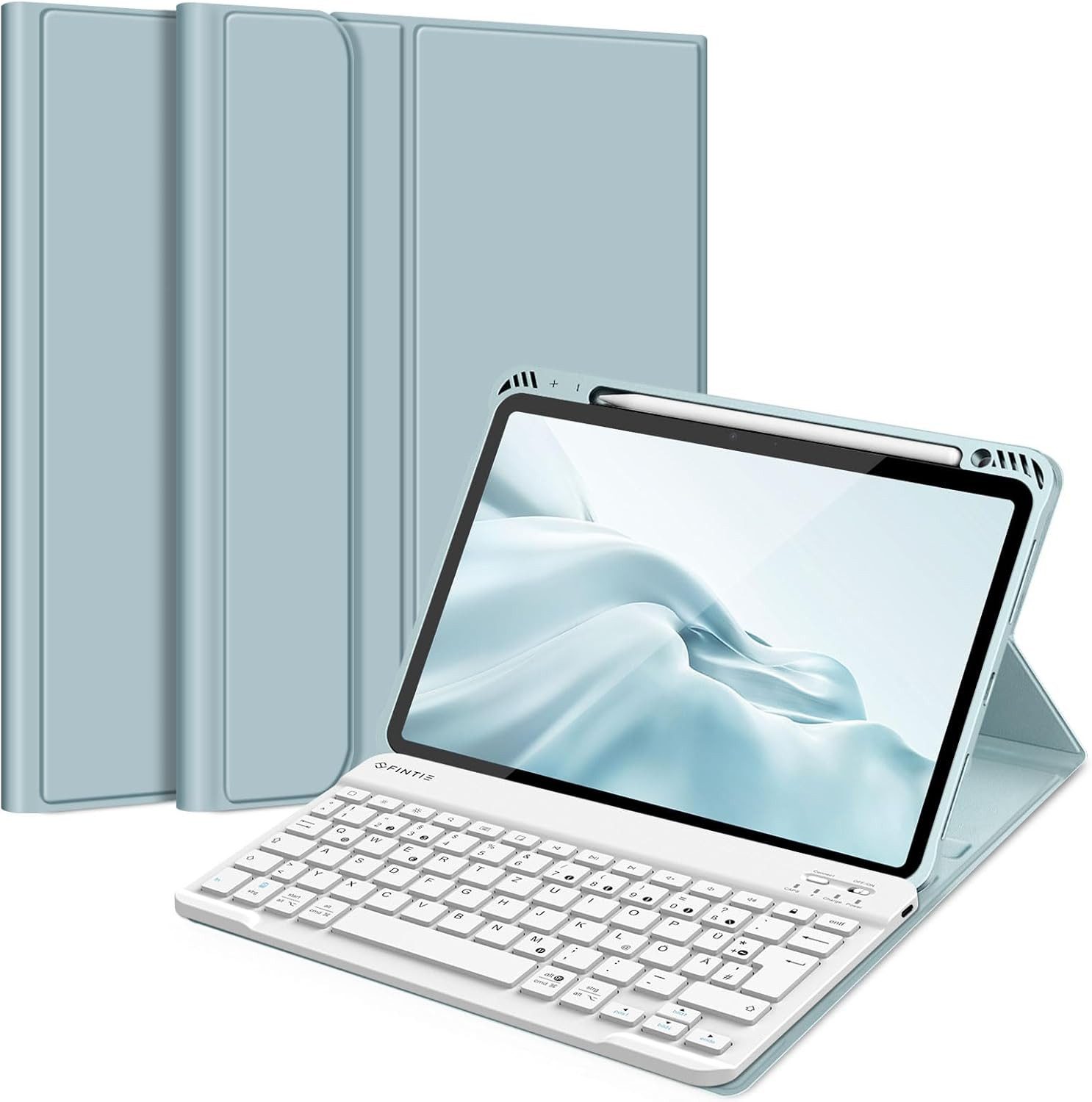 Fintie Tablet-Hülle für iPad Air 11'' M4/M3/M2(2026/2025/2024), iPad Air 5/4 Gen 2022/2020 10,9 Zoll, mit magnetisch abnehmbarer Tastatur, TPU Rückschale mit Stifthalter