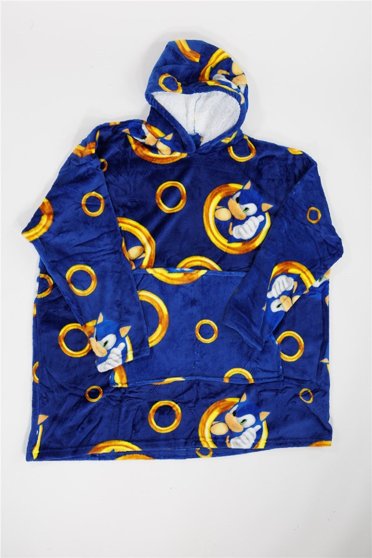Sonic The Hedgehog Poncho - Bequemer Überwurf mit Kapuze für Erwachsene in Einheitsgröße (1-St) vielseitig Nutzbar am Strand