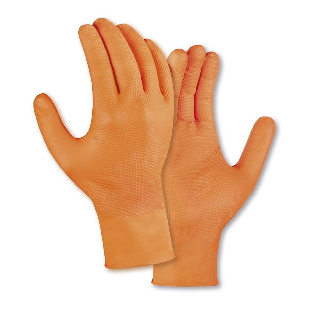 teXXor Arbeitshandschuh-Set Nitril Einweg Handschuhe Diamond Grip Orange