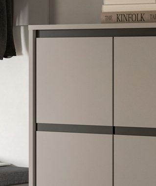 xonox.home Schuhschrank Jaru (in grau mit schwarz, 65 x 103 cm) mit Soft-Close