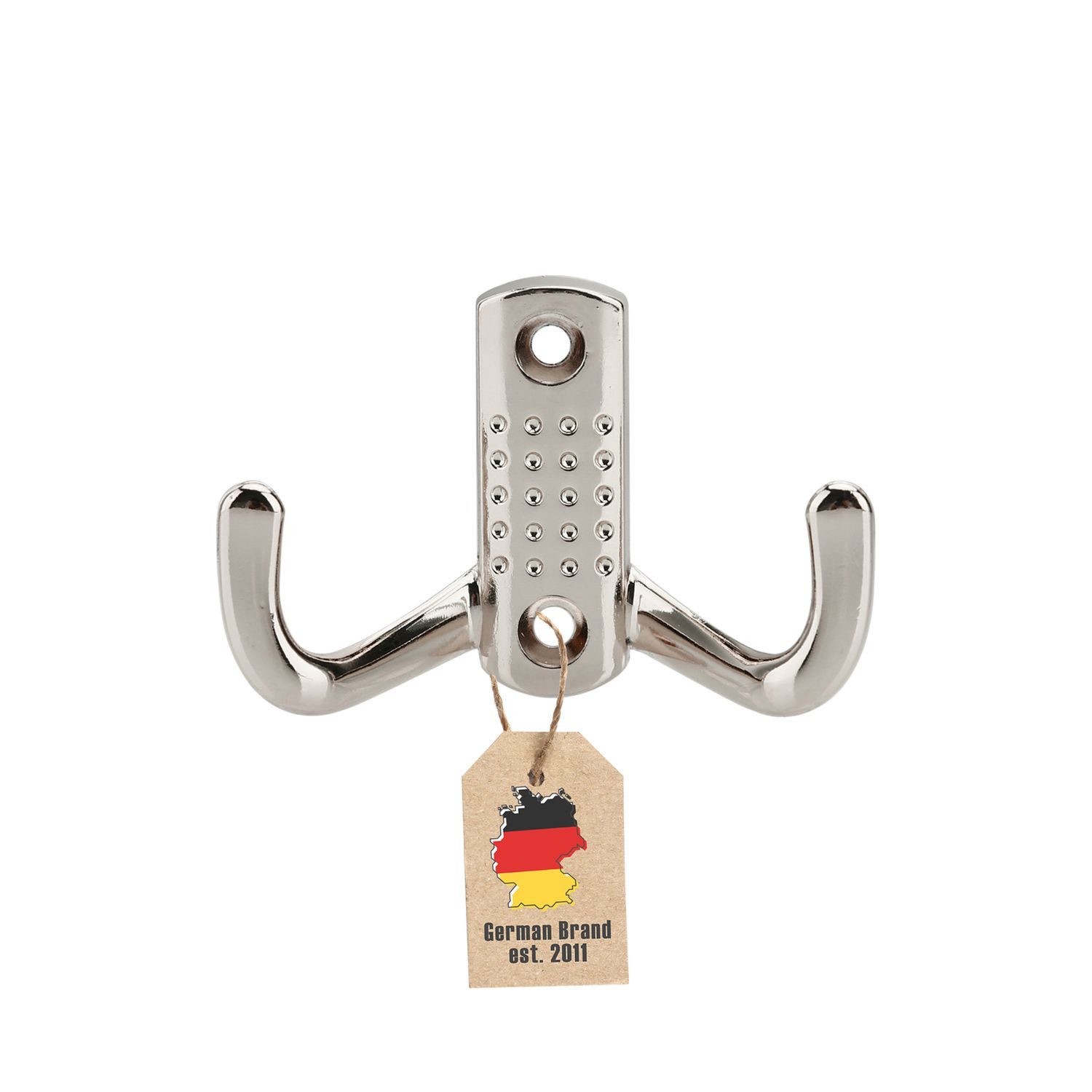 Intirilife Kleiderhaken, (Doppel Garderobenhaken in Satin Nickel, 1-St), Doppel Garderobenhaken Design kurz