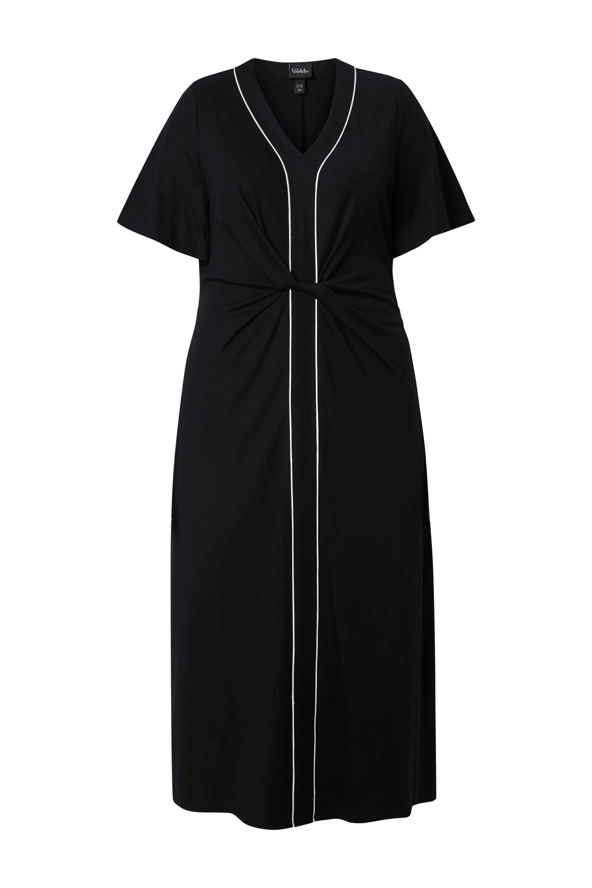 Ulla Popken Maxikleid Maxikleid Piping A-Linie V-Ausschnitt günstig online kaufen