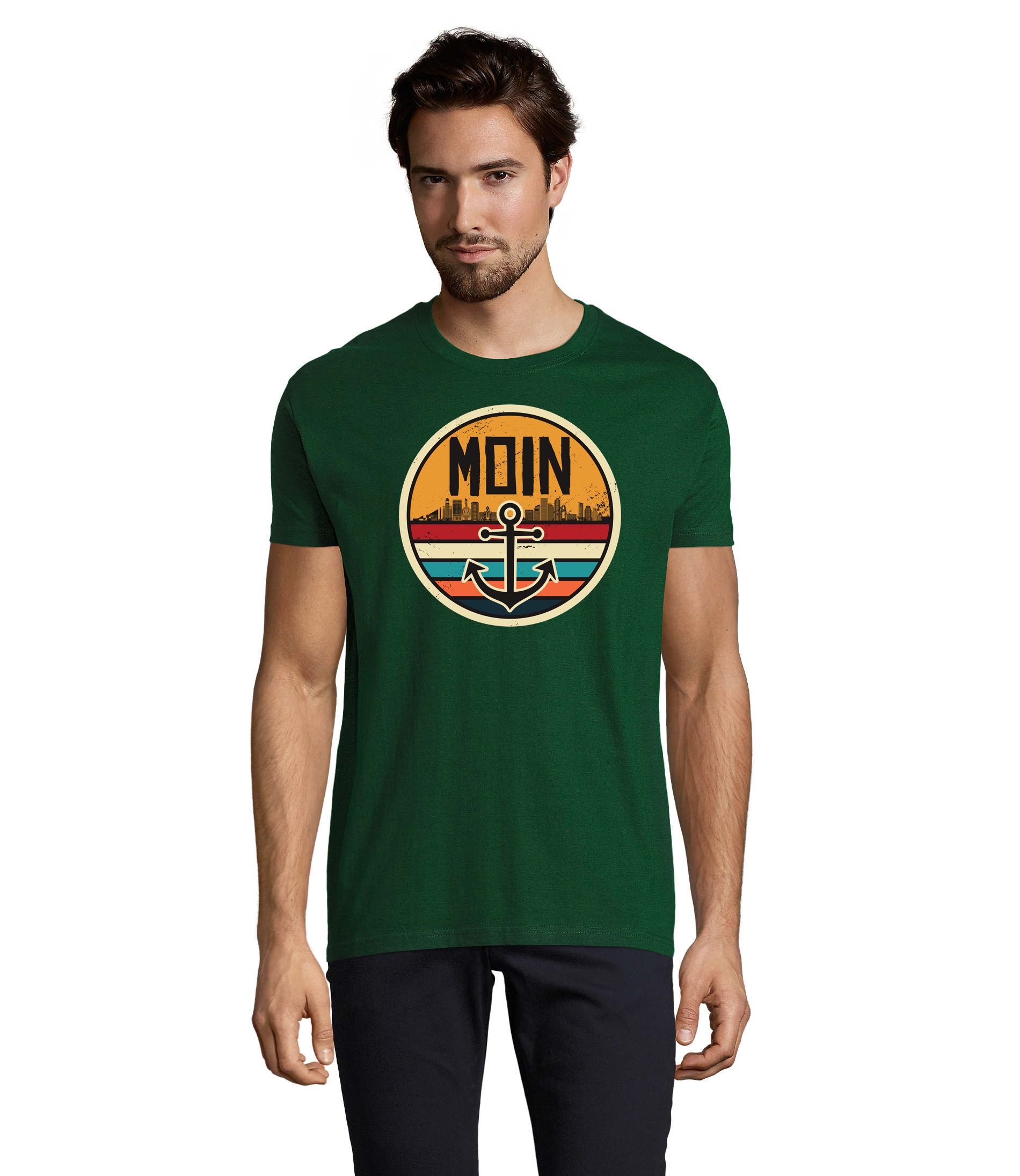 T-Shirt Moin Hamburg Nordsee Meer Herren Shirt Anker Motiv