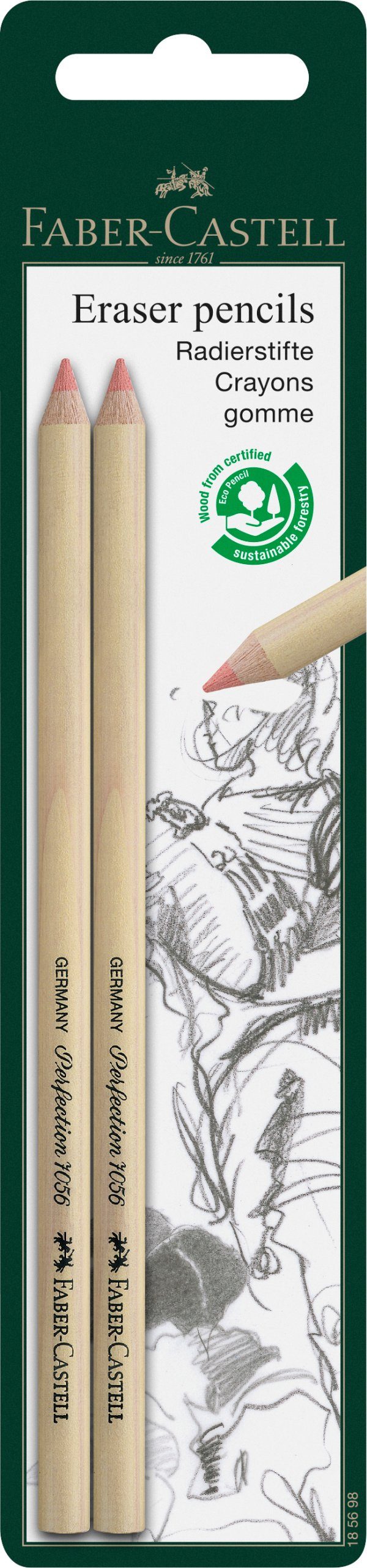 Faber-Castell Radiergummi Radierstift Perfection 2 Blisterkarte