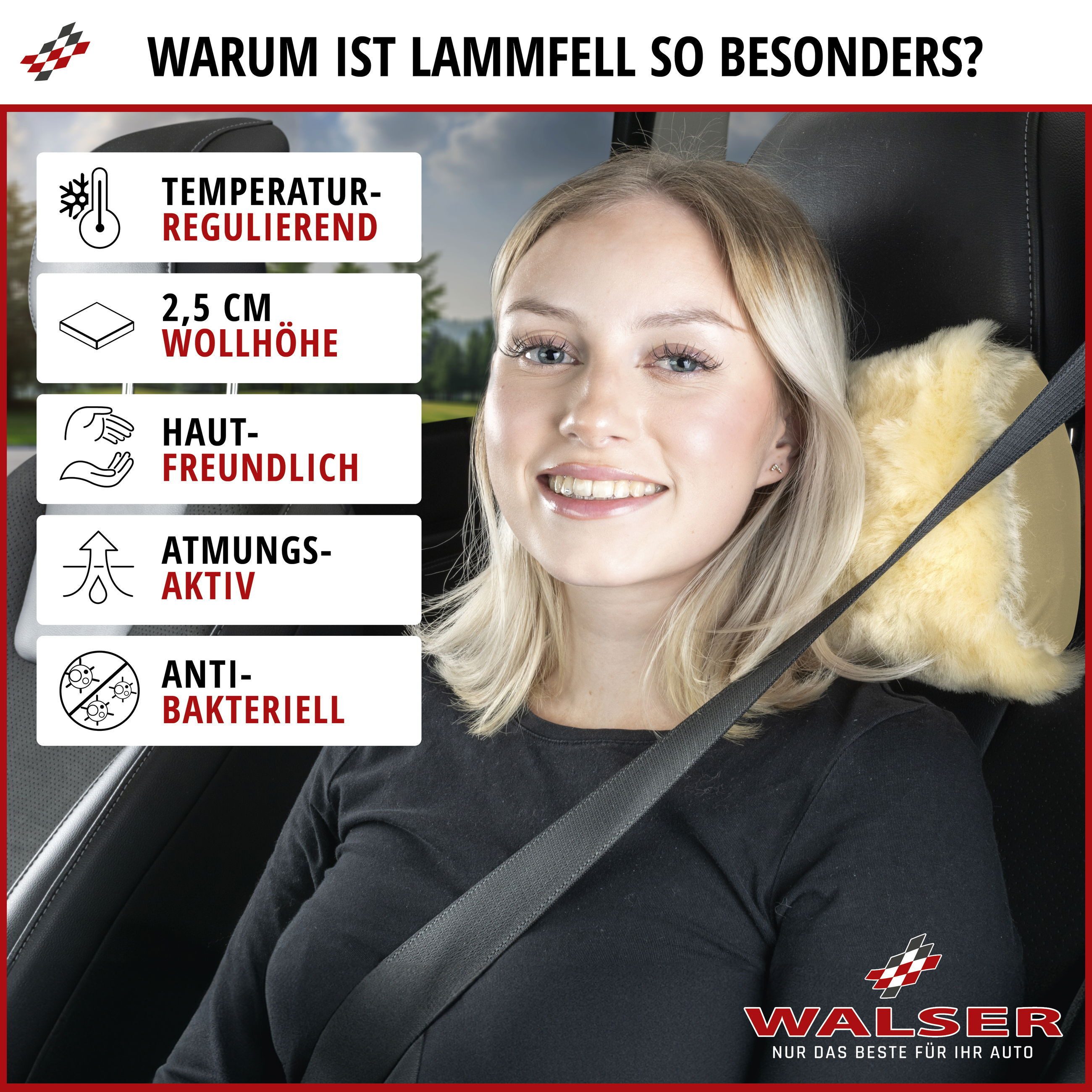 WALSER Reisekissen WALSER Nackenstütze Mila aus Lammfell beige, 1 Stück, 1-tlg.