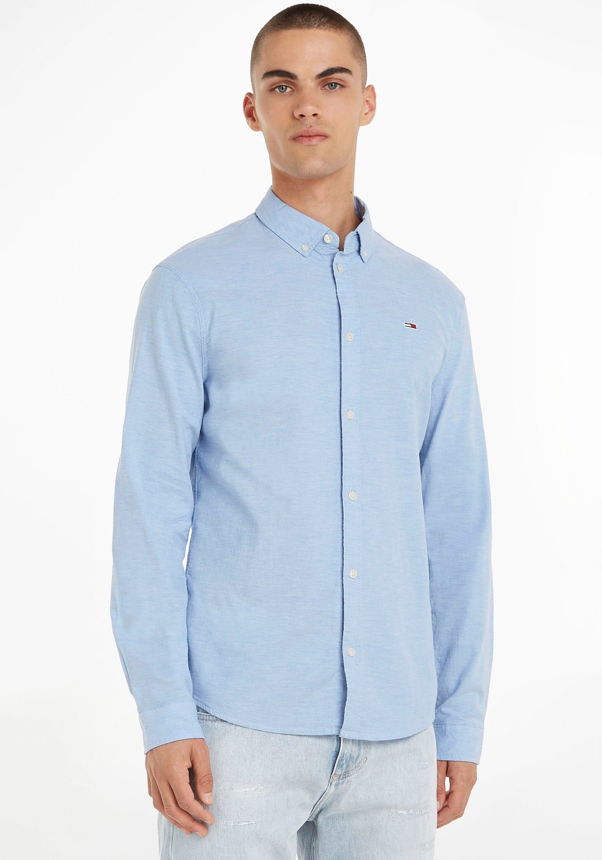 Tommy Jeans Langarmhemd TJM SLIM STRETCH OXFORD SHIRT aus Bio-Baumwolle