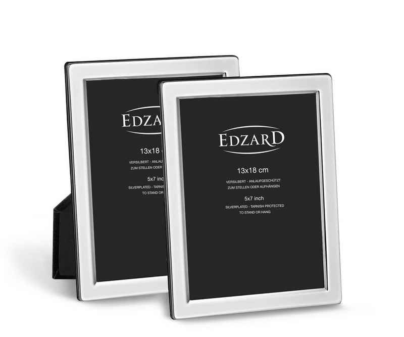EDZARD Bilderrahmen Salerno, 2er Set für 13x18 cm Foto - edel versilbert & anlaufgeschützt