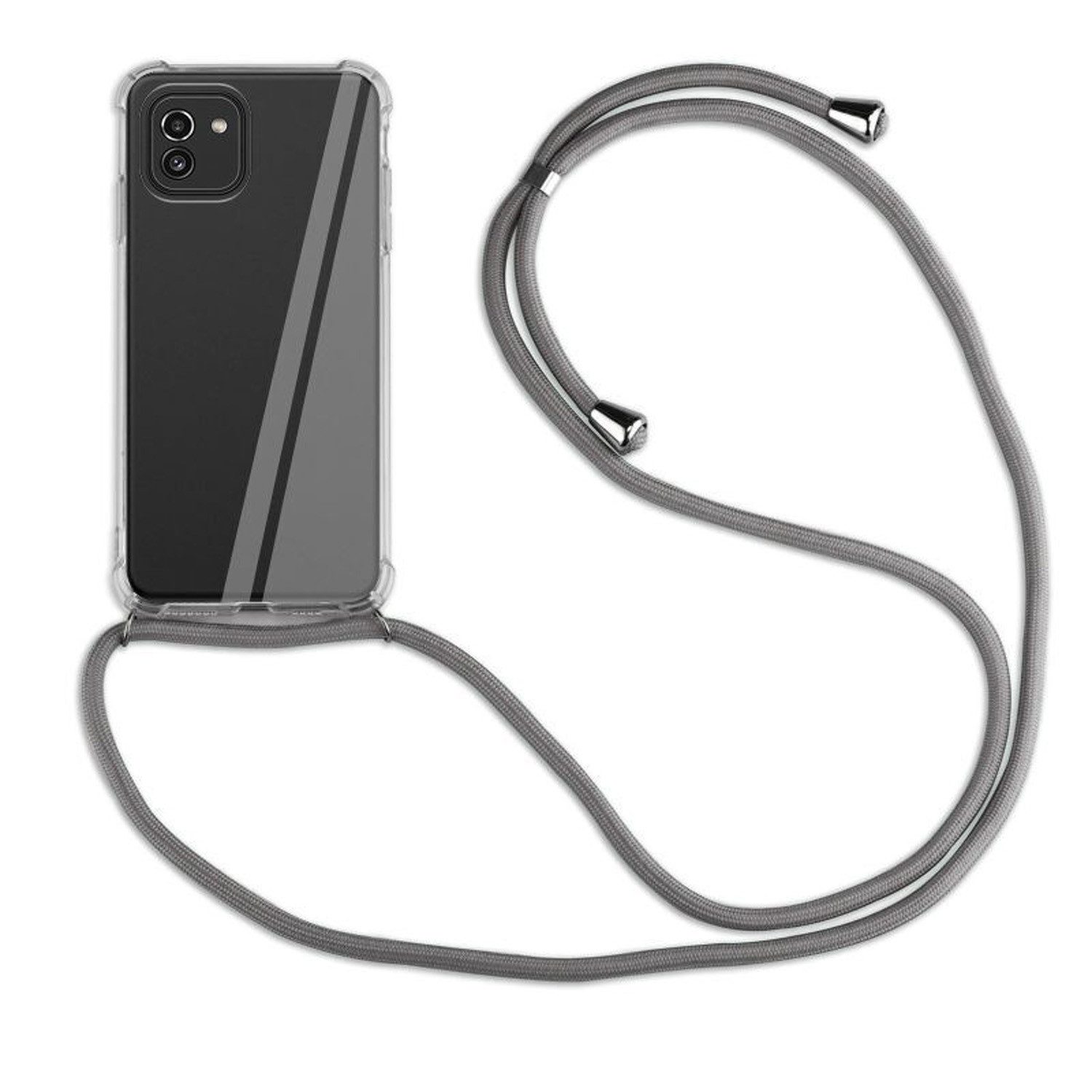 betterfon Handykette für Samsung Galaxy A03 Handyhülle mit Band & Kordel Bumper Grau, Hände frei – mit Silikonhülle & Schnur für flexiblen Alltag