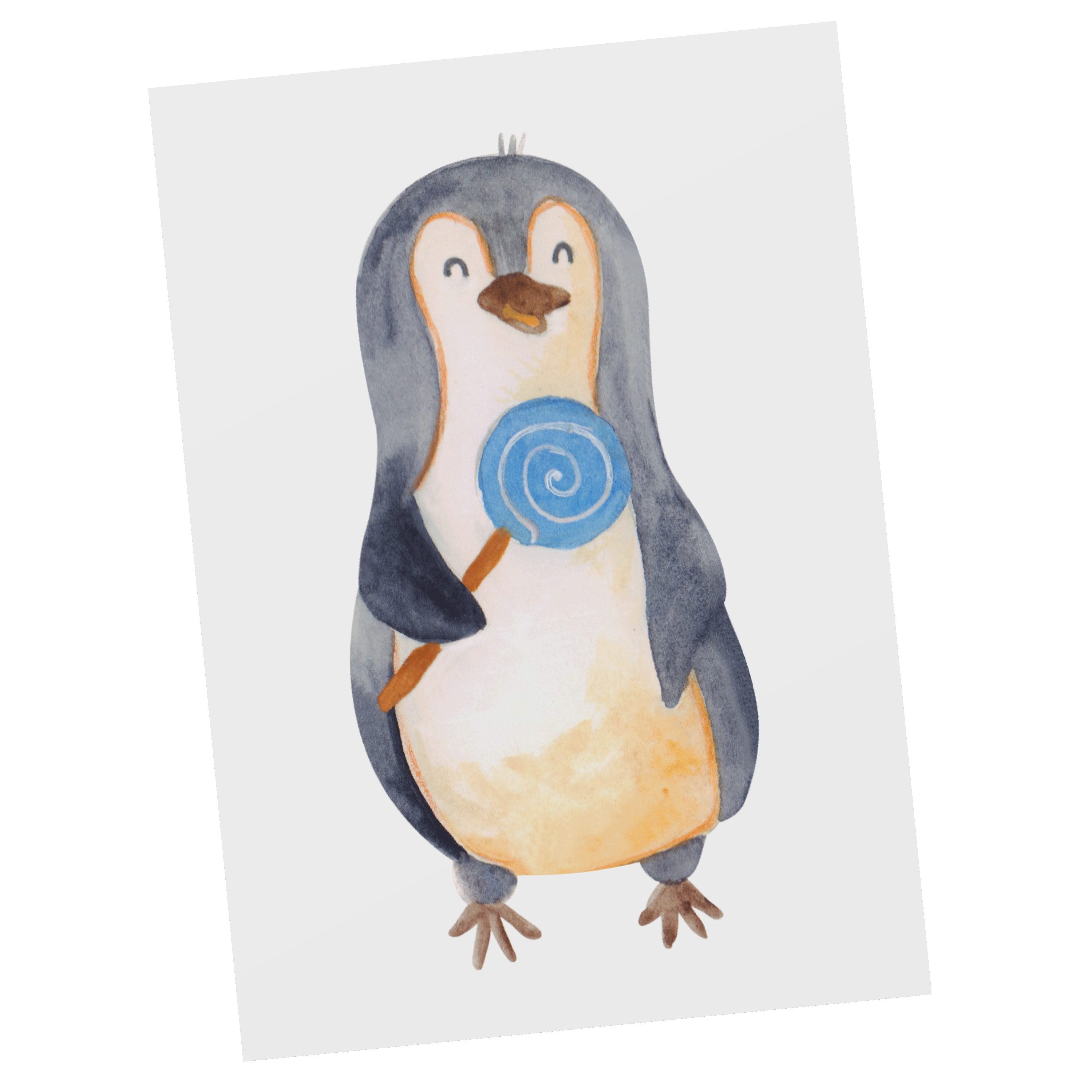 Postkarte Pinguin Weiß - Geburtstagskarte, & Mr. Lolli Süßigkeiten Mrs. Geschenk, Karte, Panda -