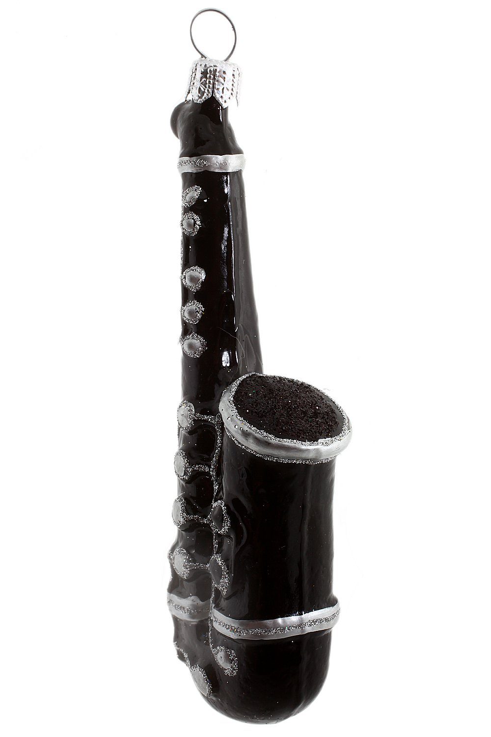 Hamburger Weihnachtskontor Christbaumschmuck Saxophon in mundgeblasen handdekoriert Dekohänger - - schwarz