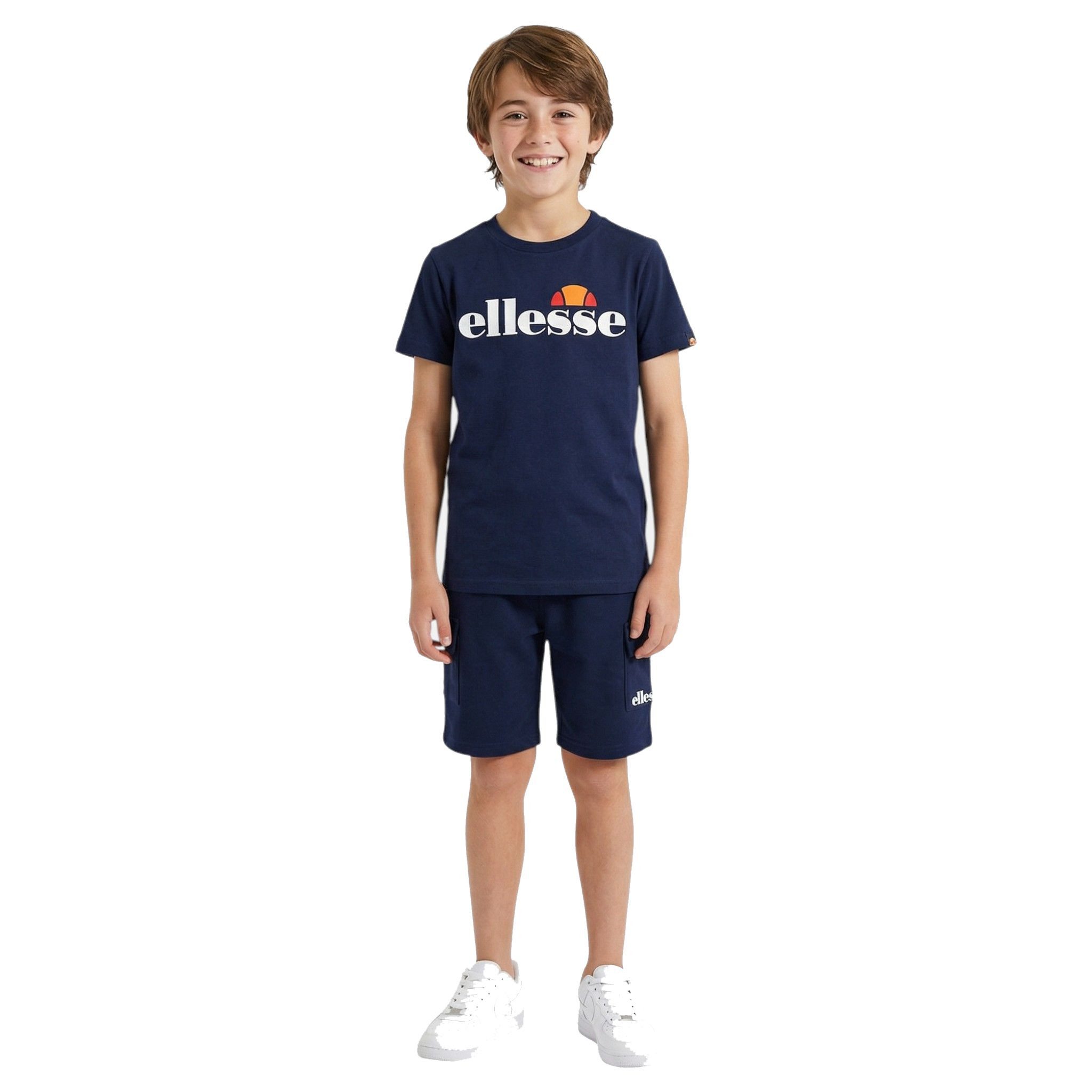 Ellesse T-Shirt & Shorts ellesse Jungen Sportanzug 2-Teiler T-Shirt & Cargo-Shorts Set (Set, Sport T-Shirt + Kurze Hose Cargoshorts mit Taschen) Jungen Sommerset Sportanzug Cargoshorts + T-Shirt