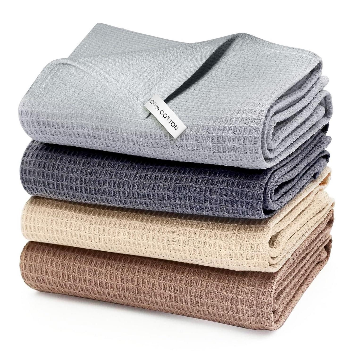 LuxusKollektion Geschirrtuch Geschirrtücher Baumwolle 65x45 cm Waffelstruktur 4er Set