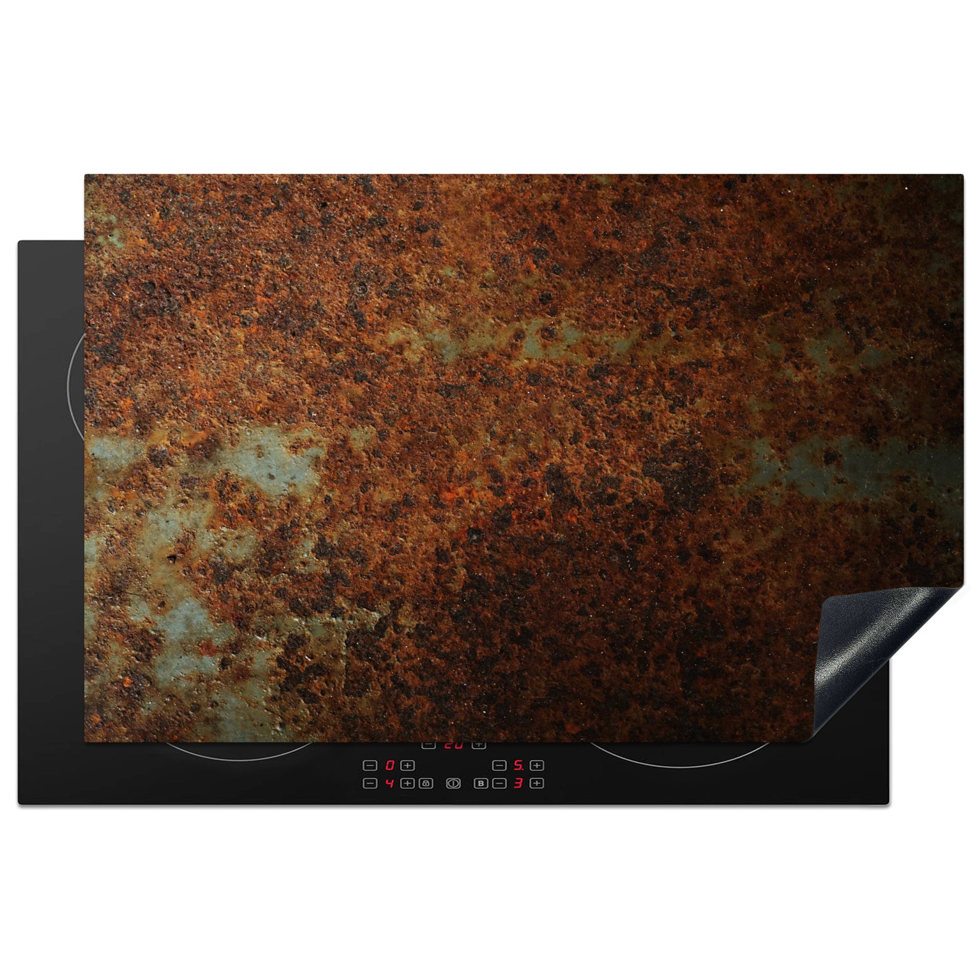 MuchoWow Herdblende-/Abdeckplatte Metall - Rost - Retro, Vinyl, (1 tlg), 81x52 cm, Induktionskochfeld Schutz für die küche, Ceranfeldabdeckung