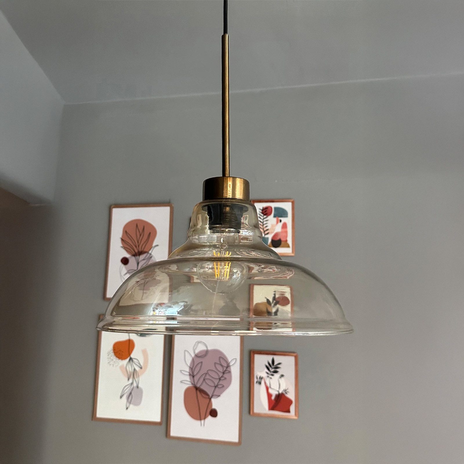 Bamyum Pendelleuchte Vishi Einzelner Glas-Kronleuchter Retro Pendelleuchte, ohne Leuchtmittel