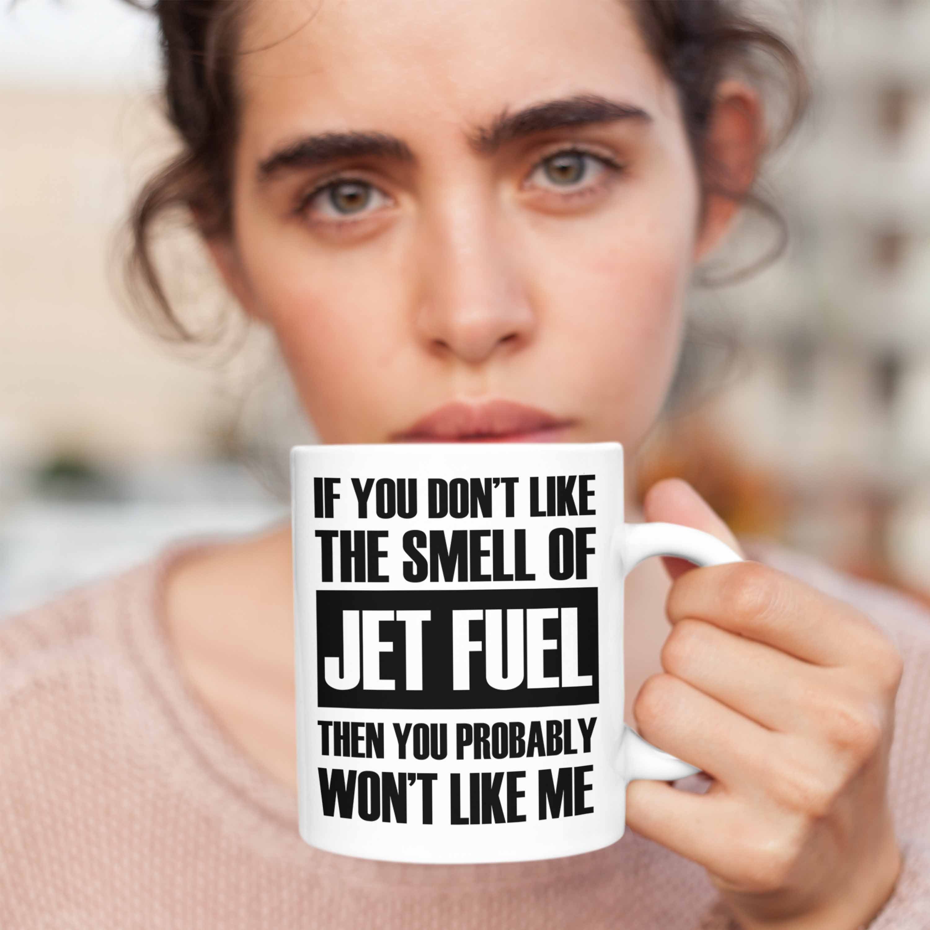 Trendation Tasse Jet für Weiss Fluglotsen Fuel Spruch Geschenk mit Tasse