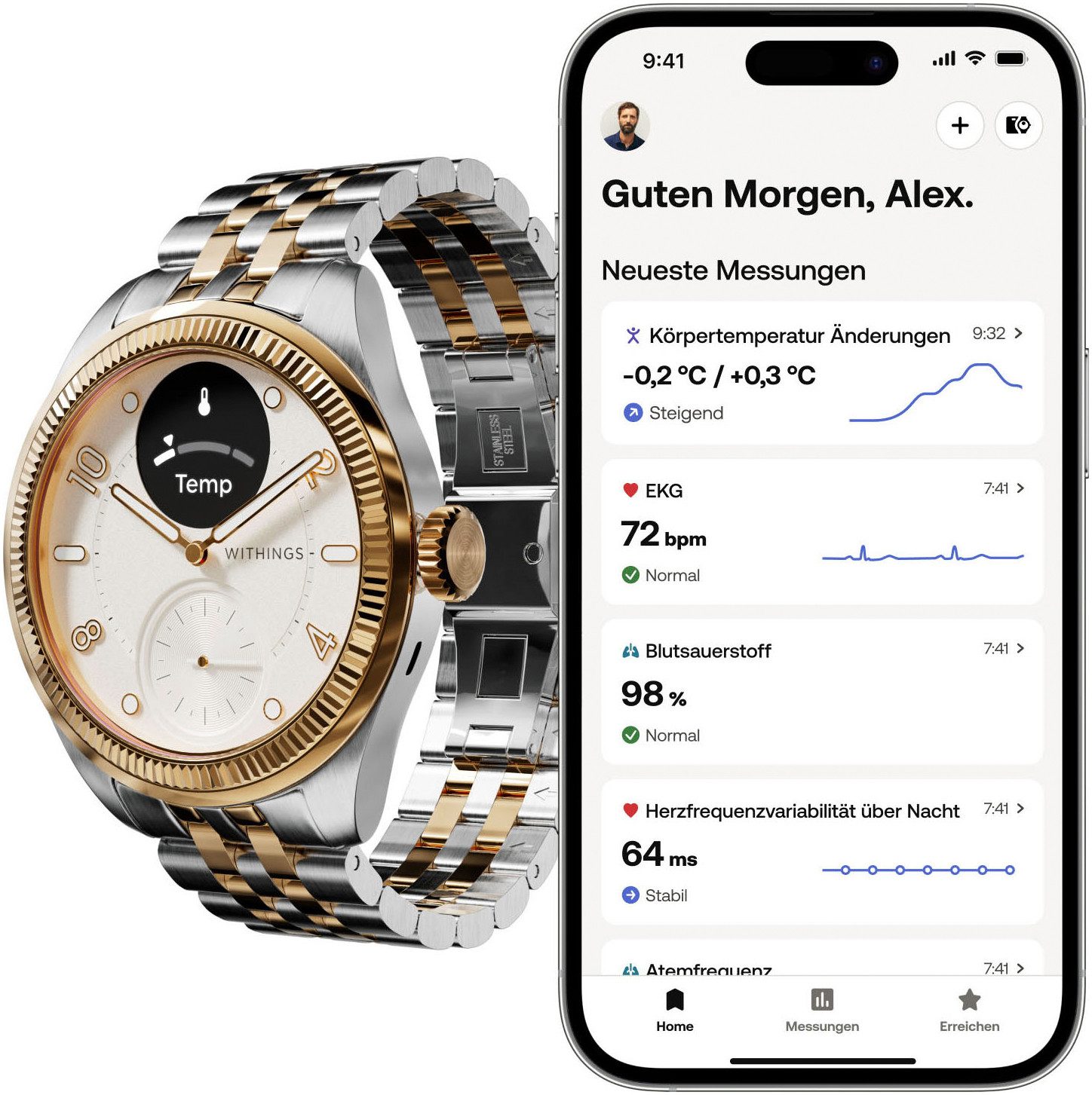 Withings ScanWatch Nova Brilliant Edition 39mm, Edelstahl, Akku: 35 Tage Smartwatch (1.6 cm/0.63 Zoll), Aktivitätstracking, Schlafüberwachung, Herzgesundheit, Temperatur uvm.