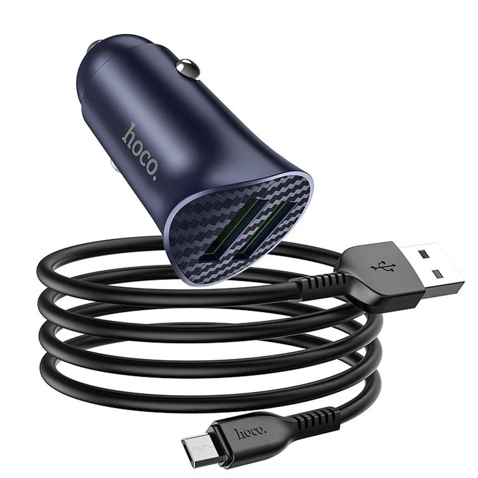 hoco. 18W 2x USB Typ A und micro USB Smartphone-Ladegerät (3000 mA, KFZ Dual USB Lade Stecker Zigarettenanzünder Charger micro USB Kabel)