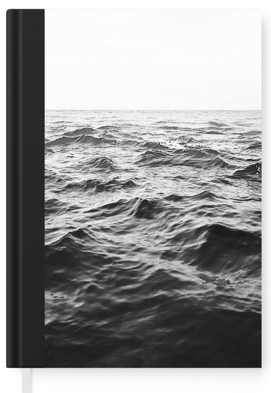 MuchoWow Merkzettel, - Journal, 98 weiß, Notizheft, Haushaltsbuch Schwarz und Natur - Wasser Meer Tagebuch, Notizbuch A5, - Seiten,