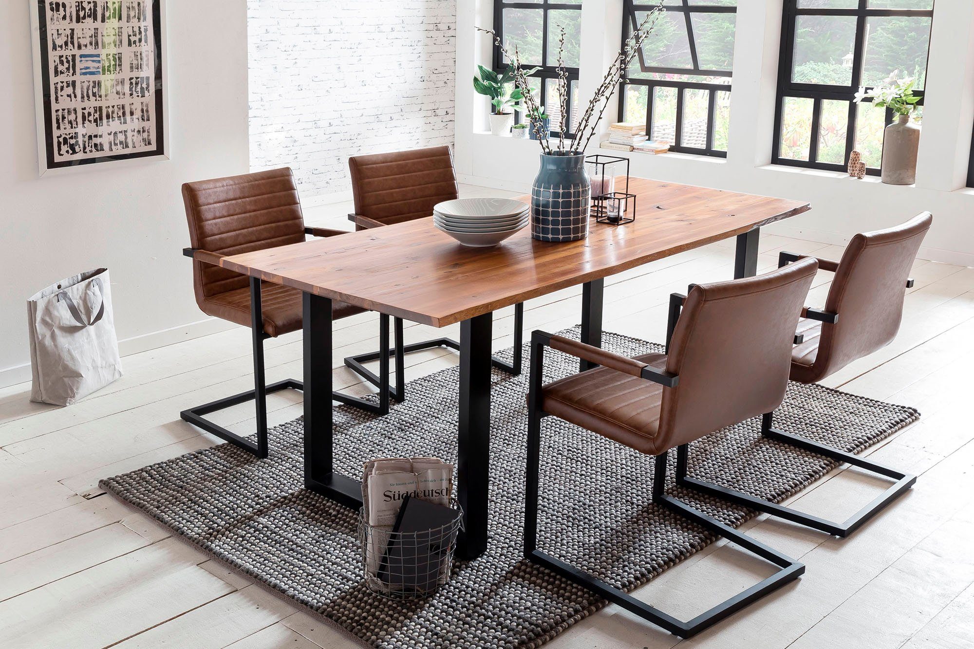 SalesFever Essgruppe, (Set, 5-tlg), mit modernem Holztisch mit  Kufengestell, 160 cm online kaufen | OTTO