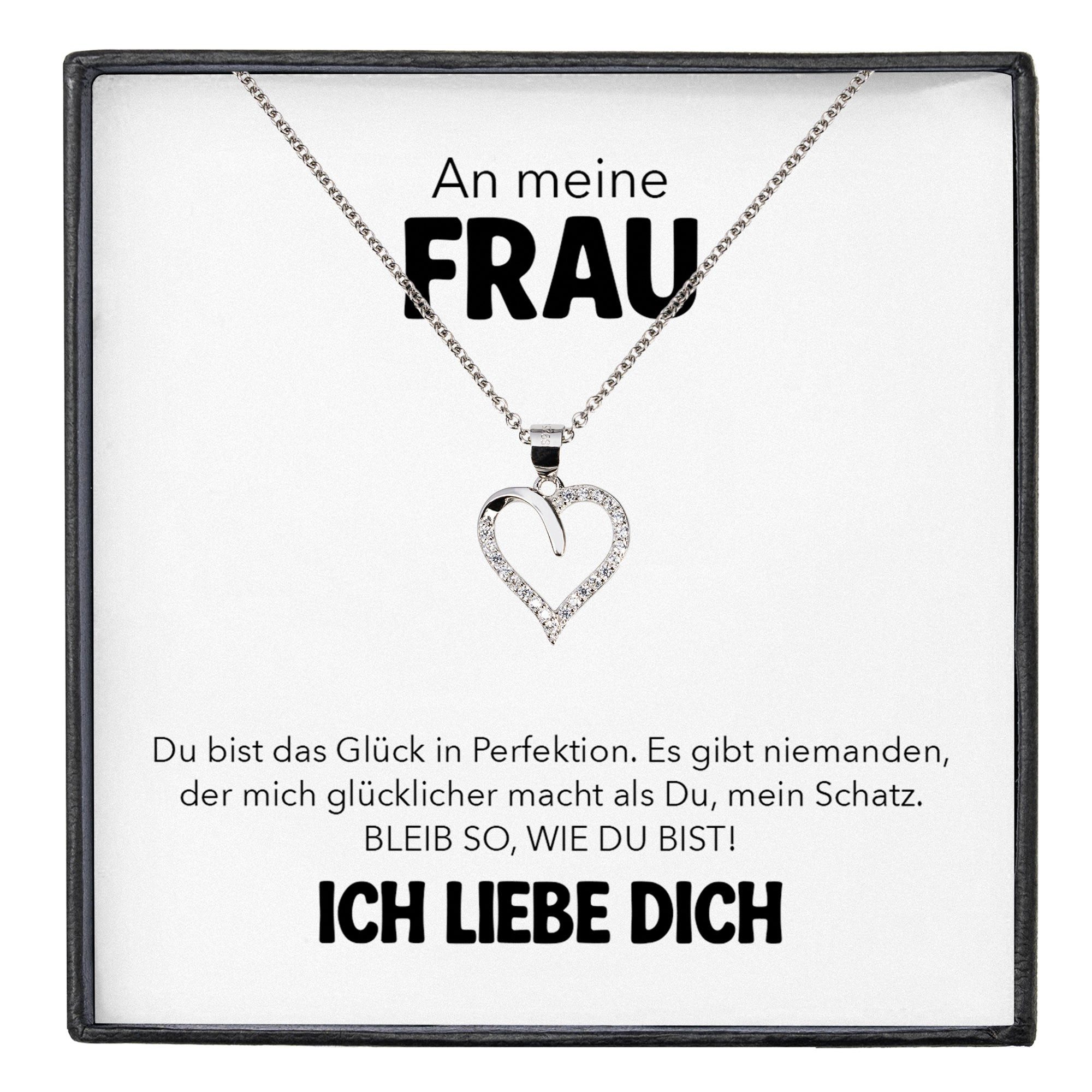 22Feels Schmuckset An Meine Frau Ich Liebe Dich Kette Ehefrau Geschenk Hochzeitstag Herz (inkl. Geschenktasche, Karte, Poliertuch, Beutel), Silber 925/000, Karte Made In Germany