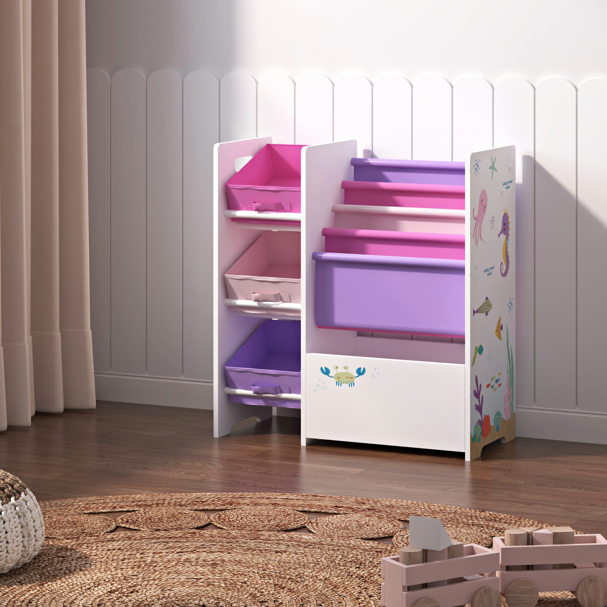 en.casa Kinderregal, »Vimianzo« Ozean-Motiv 60 x günstig online kaufen