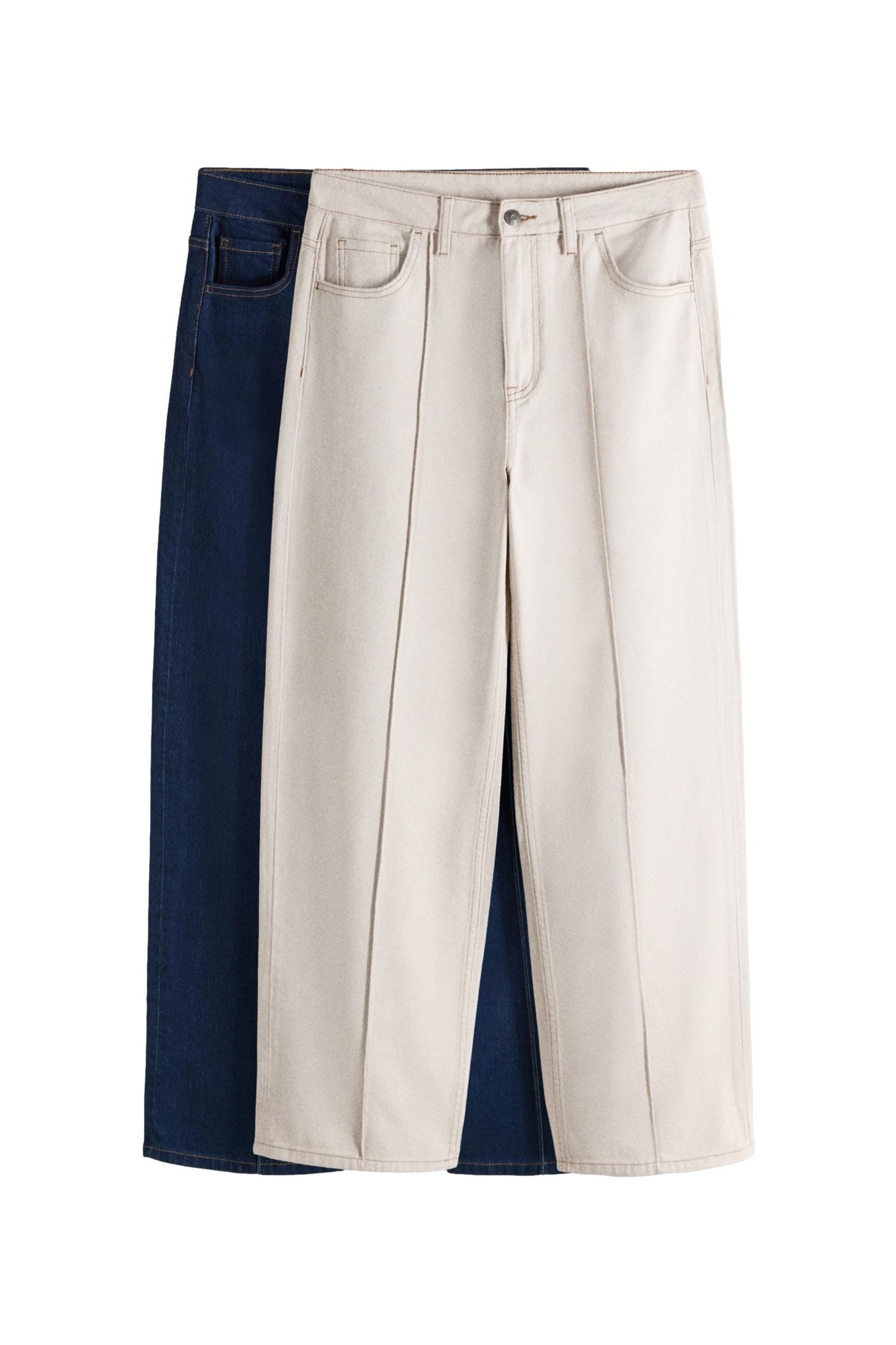 Weite Jeans The Set Jeans mit weitem Bein + Biesen, 2er-Pack