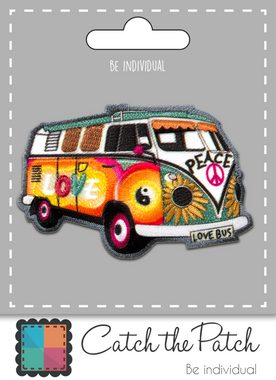 Catch the Patch Aufnäher Bügelbild, Aufbügler, Applikationen, Patches, Flicken, zum aufbügeln, Polyester, Hippie Bus Bully Love Peace Auto - Größe: 7,2 x 4,8 cm