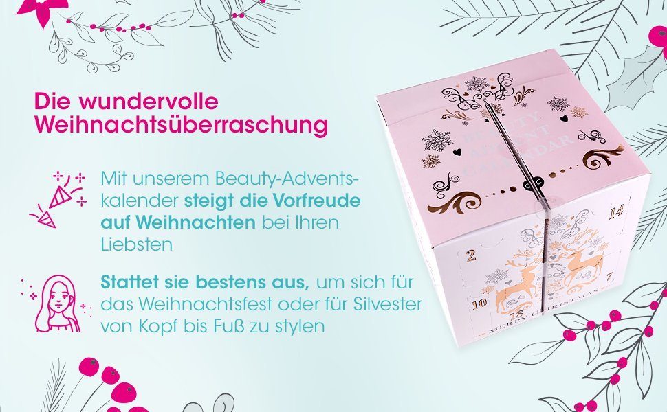 Frauen Applikatoren für ACCENTRA Wimpern, & Adventskalender Lidschatten, Beauty Adventskalender 24 Make-up Nagellack, Kosmetikprodukte Lippenstift, uvm,